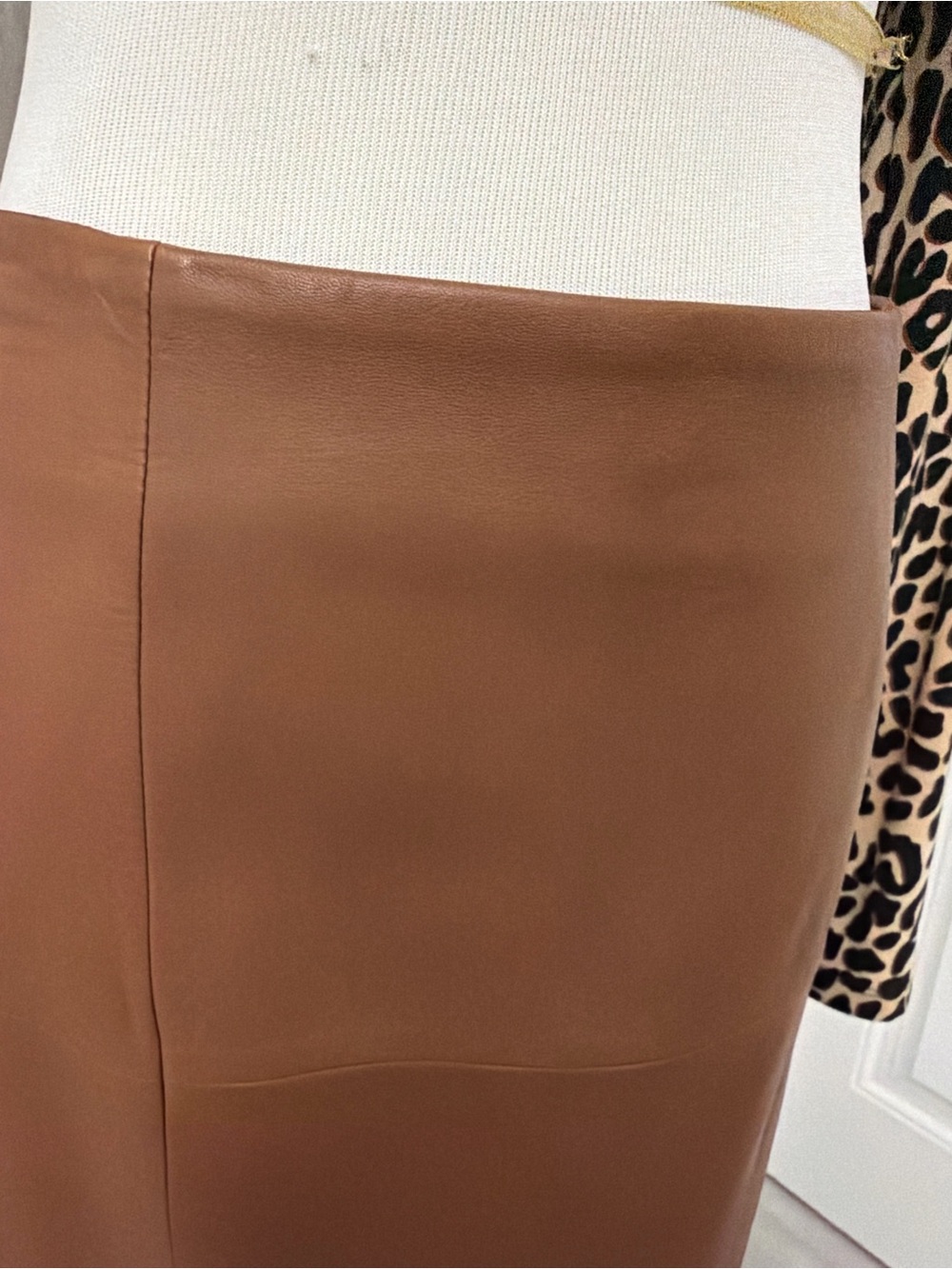 ANTONIO MELANI Brown 100% Leather Pencil Skirt with belt loops - Picture 7 of 10